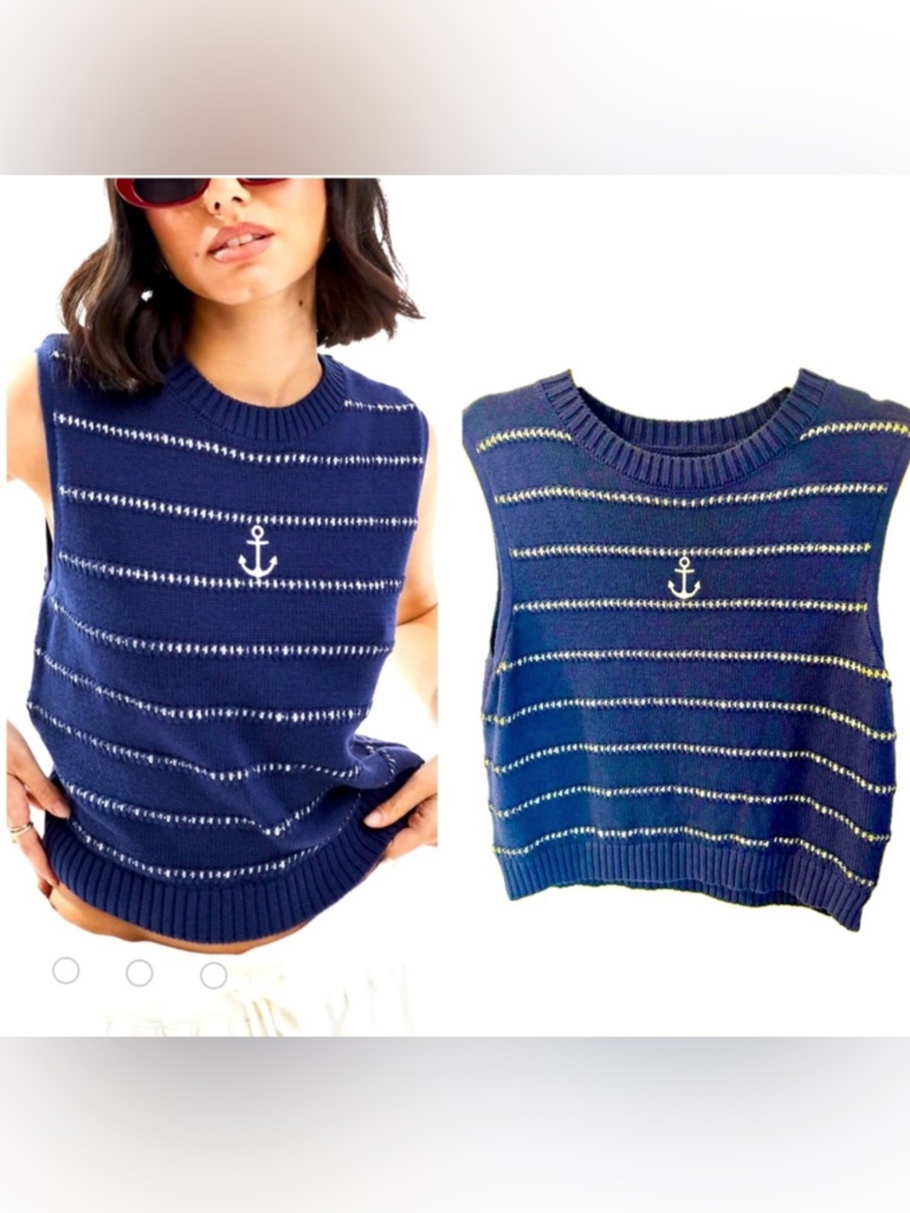 ASOS Navy Striped Sleeveless Nautical Top with Anchor